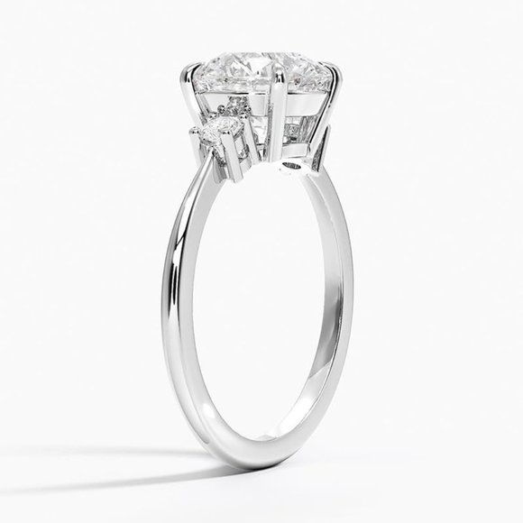 2.10 CTW Round Three Stone Lab Created Diamond Four Claw Prong Engagement Ring - Picture 2 of 8